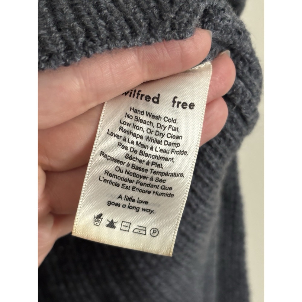 Aritzia Wilfred Free XS Wool Pullover V Neck Sweater Textured‎ Knit Gray Neutral - Picture 3 of 5